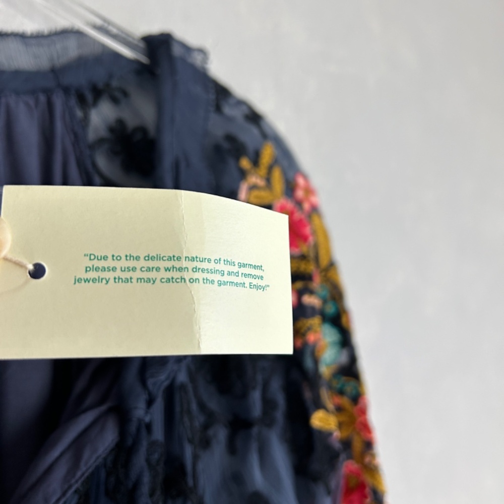 Sundance size XXL Gemma Elegance top long sleeve embroidered navy boho NEW - Picture 13 of 16